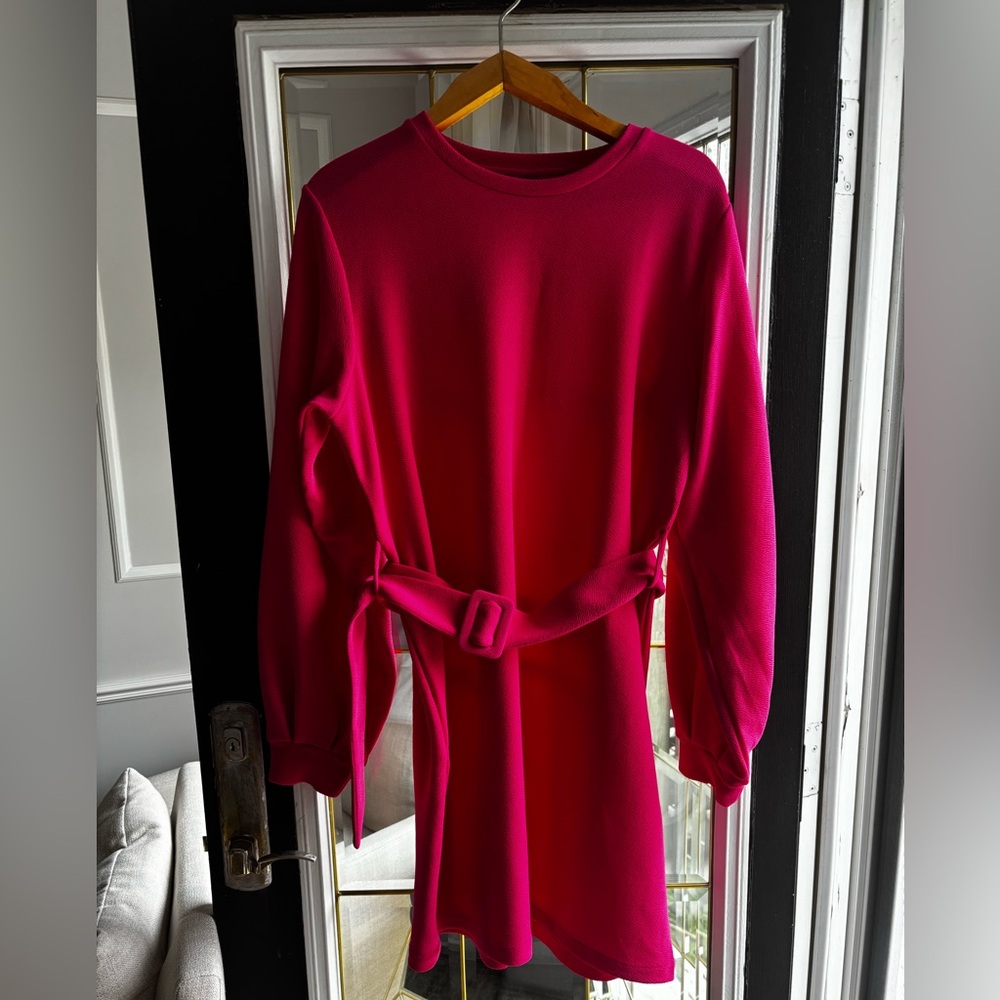 Hot Pink Bishop Sleeve Dress